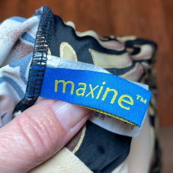 Vintage Maxine Swimsuit, one piece, black, tan, 14 - Picture 6 of 11